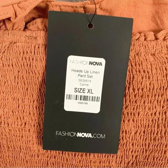 Fashion Nova Heads Up Linen Halter Top Cropped Linen blend Camel Size XL - Picture 10 of 13